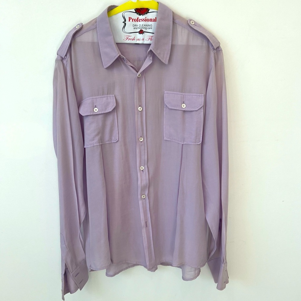 G. Guaglianone silk chiffon lilac shirt